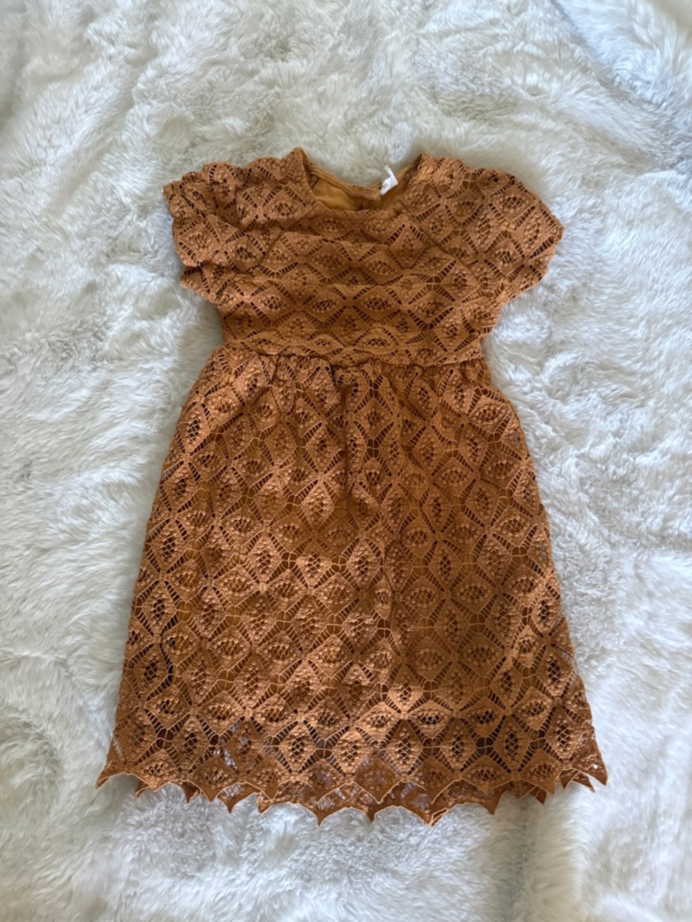 Zara Girls' Lace Dress in Rust Brown